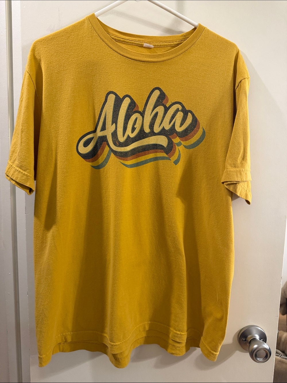 Source Unknown Mustard Yellow Aloha Graphic Tee
